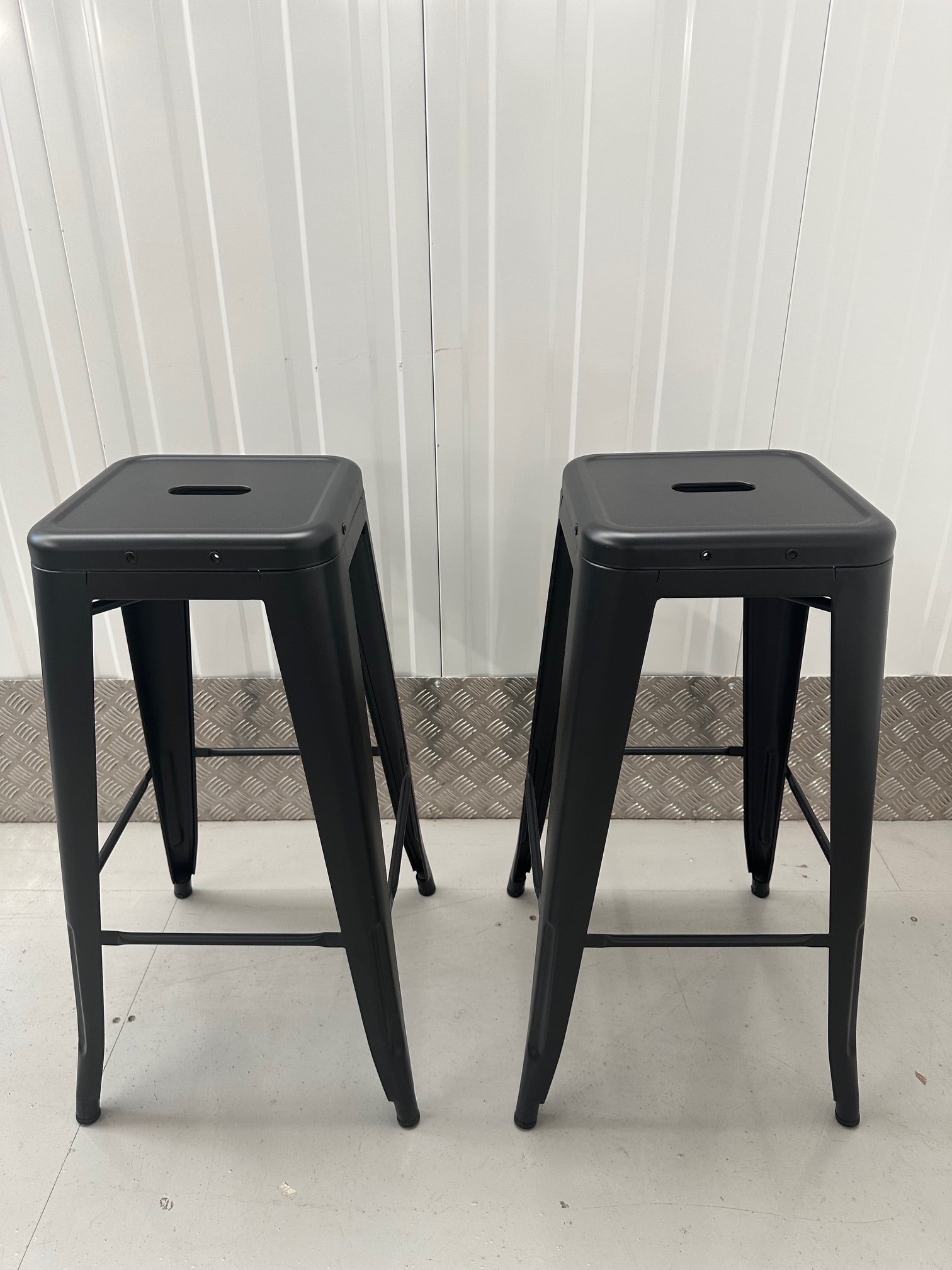 Tolix Style Stacking 76cm Stool - Matte Black frame finish