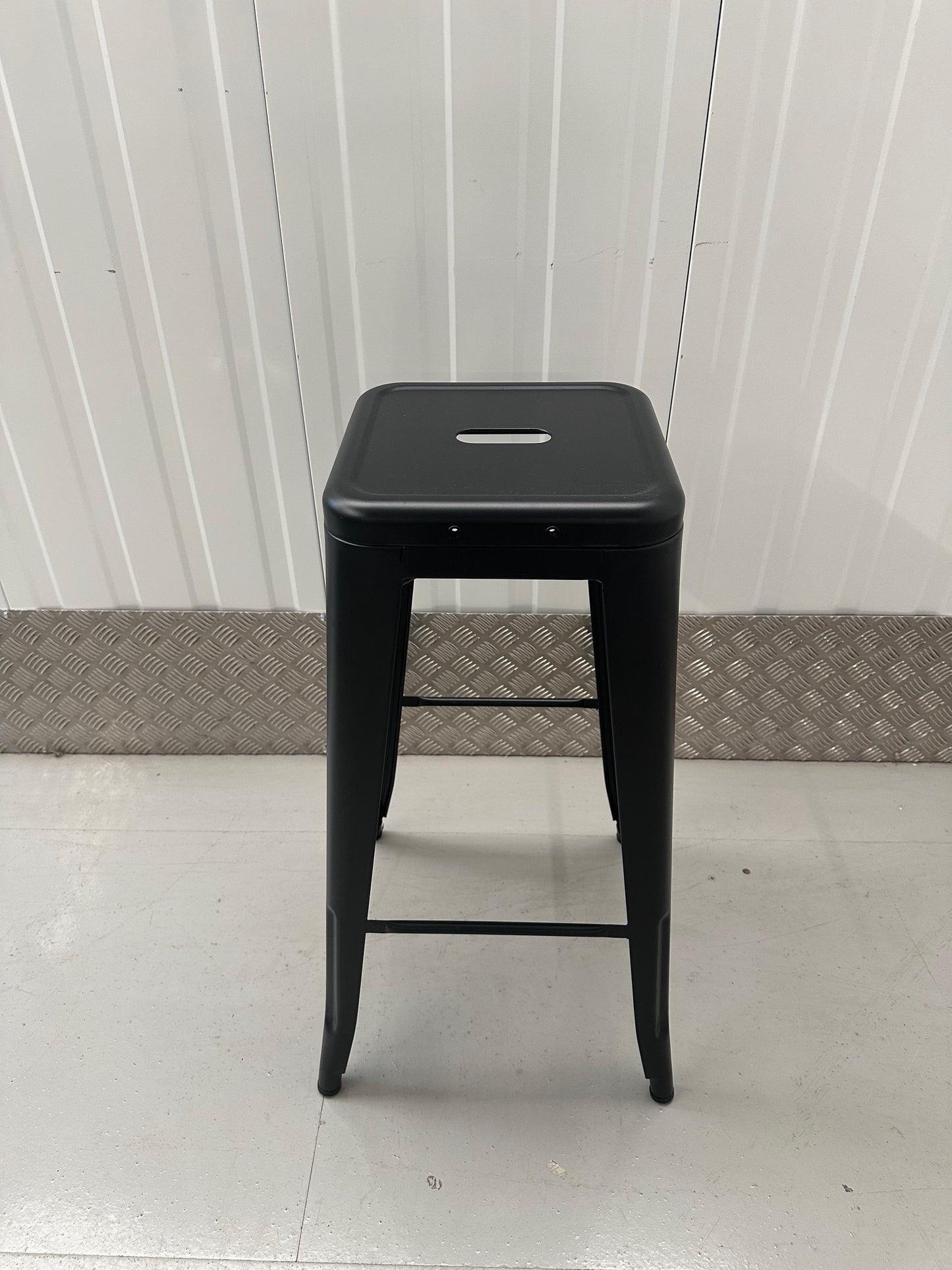Tolix Style Stacking 76cm Stool - Matte Black frame finish
