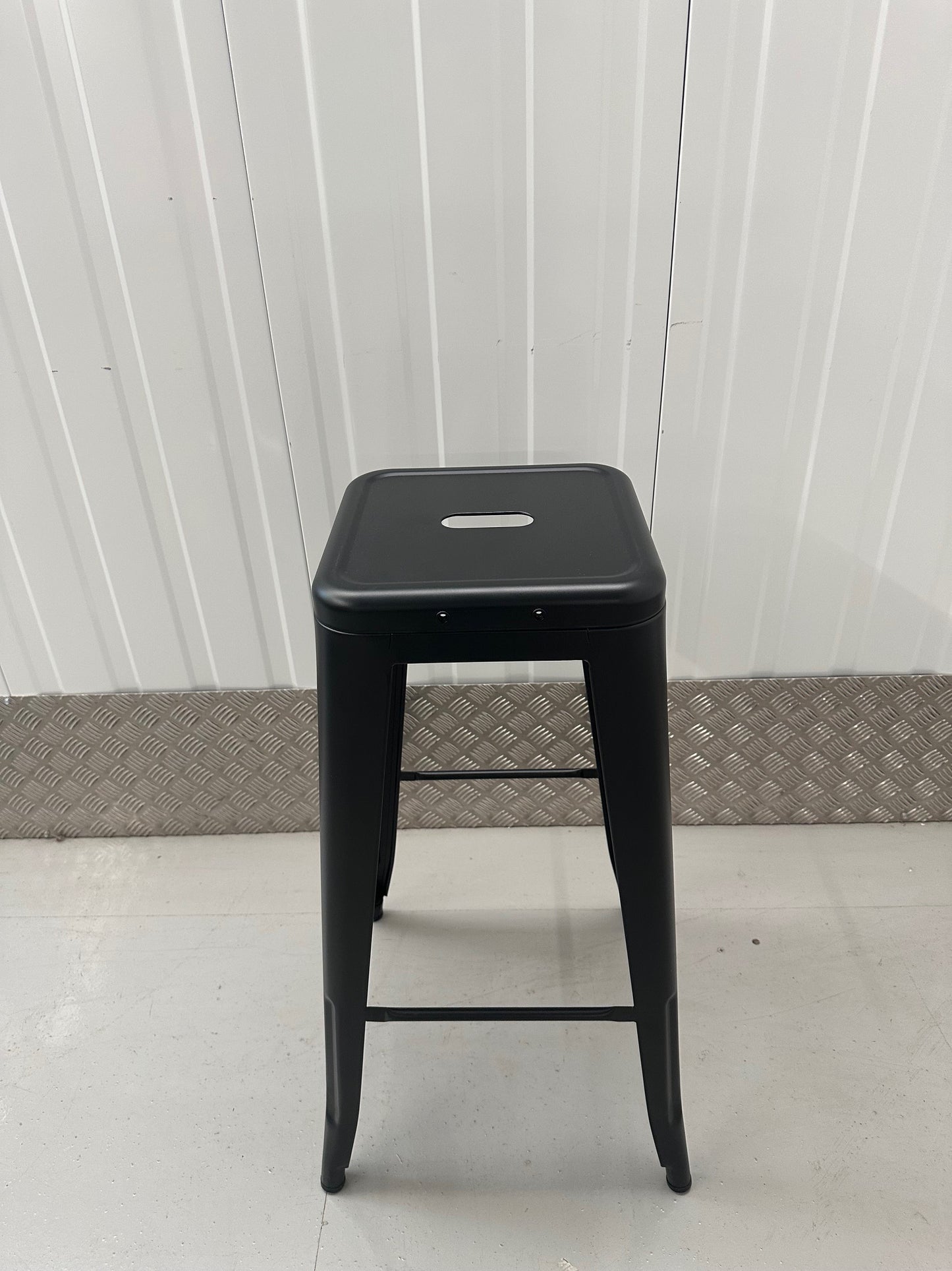 Tolix Style Stacking 76cm Stool - Matte Black frame finish