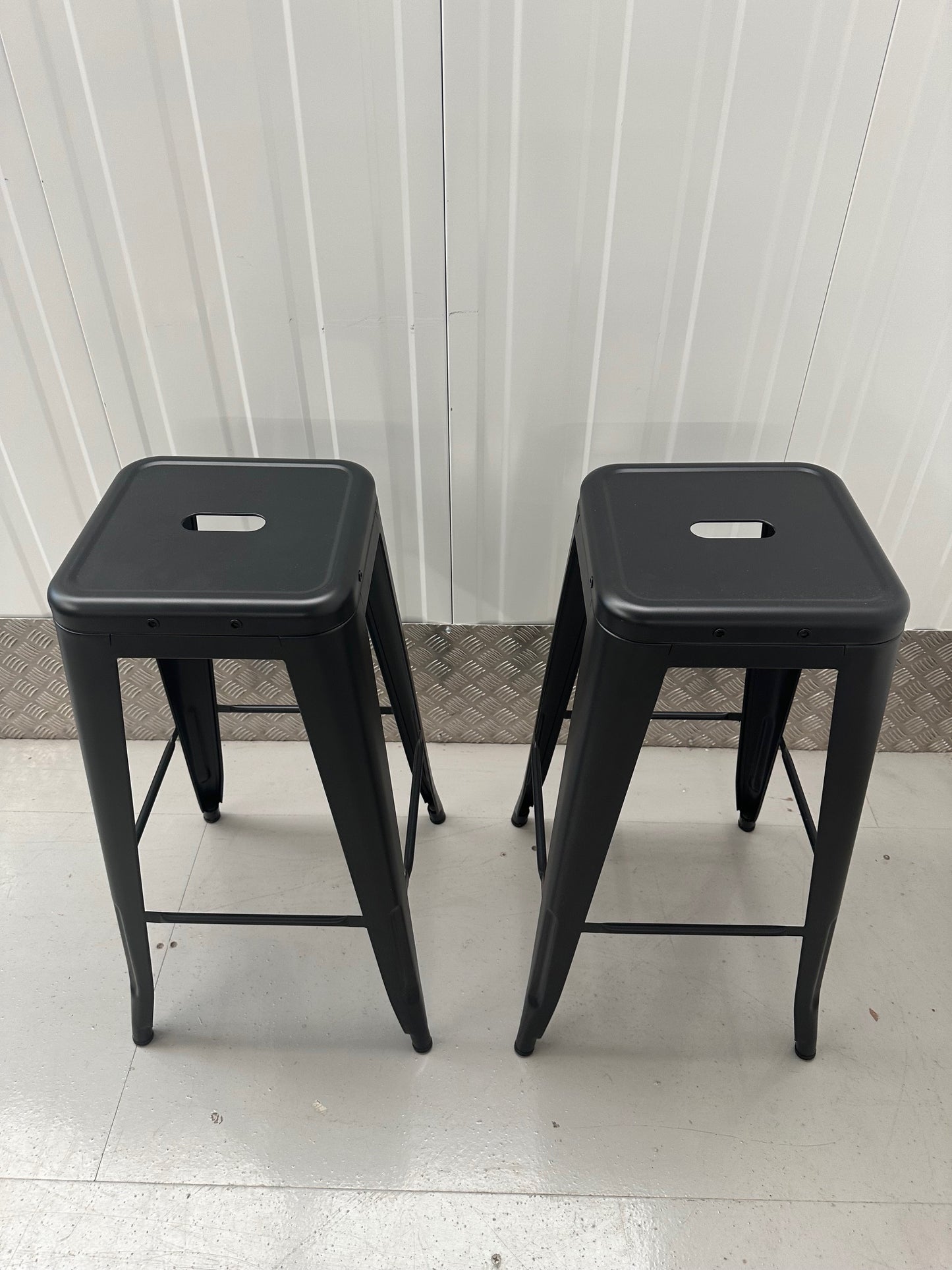 Tolix Style Stacking 76cm Stool - Matte Black frame finish