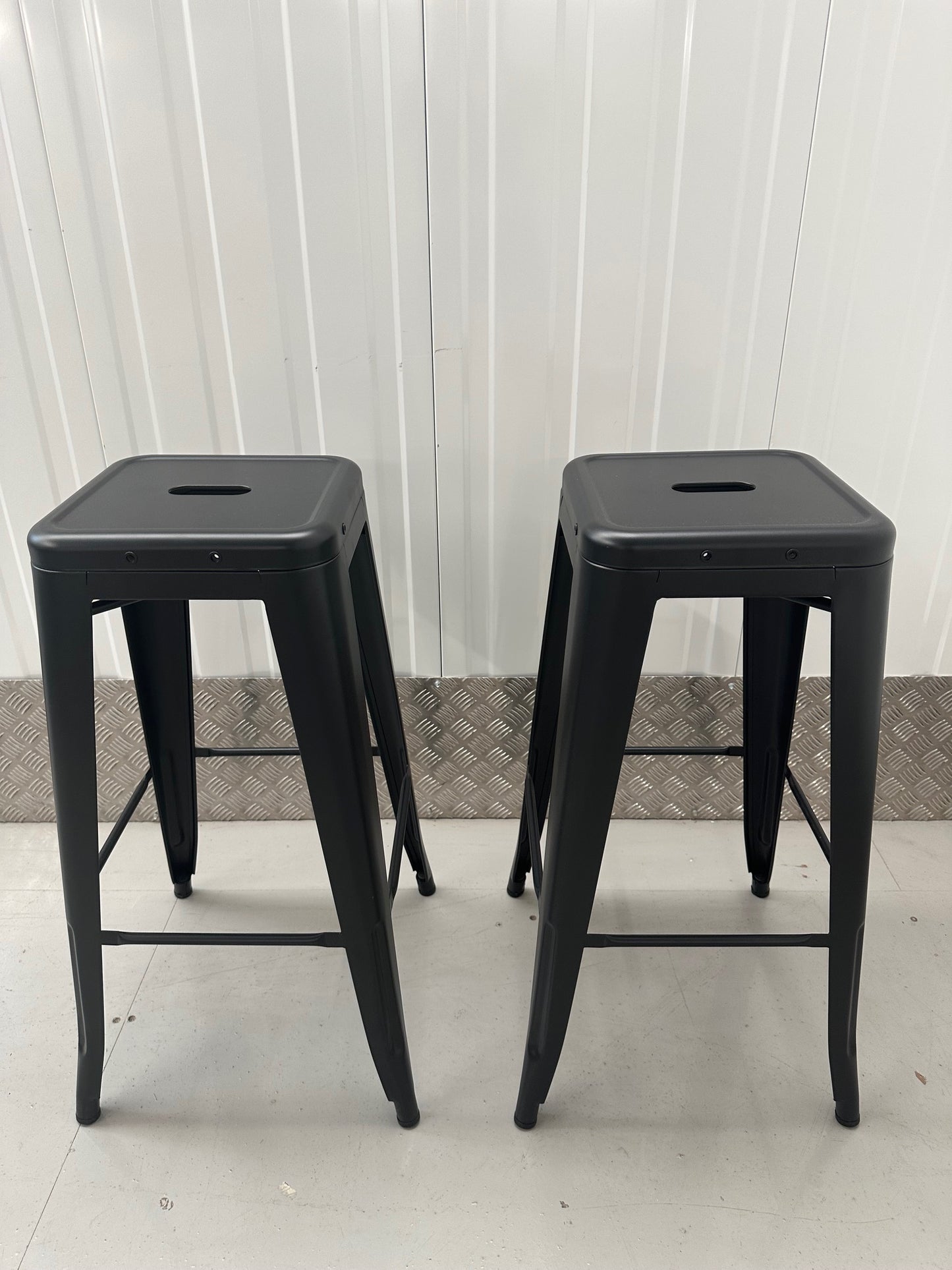 Tolix Style Stacking 76cm Stool - Matte Black frame finish