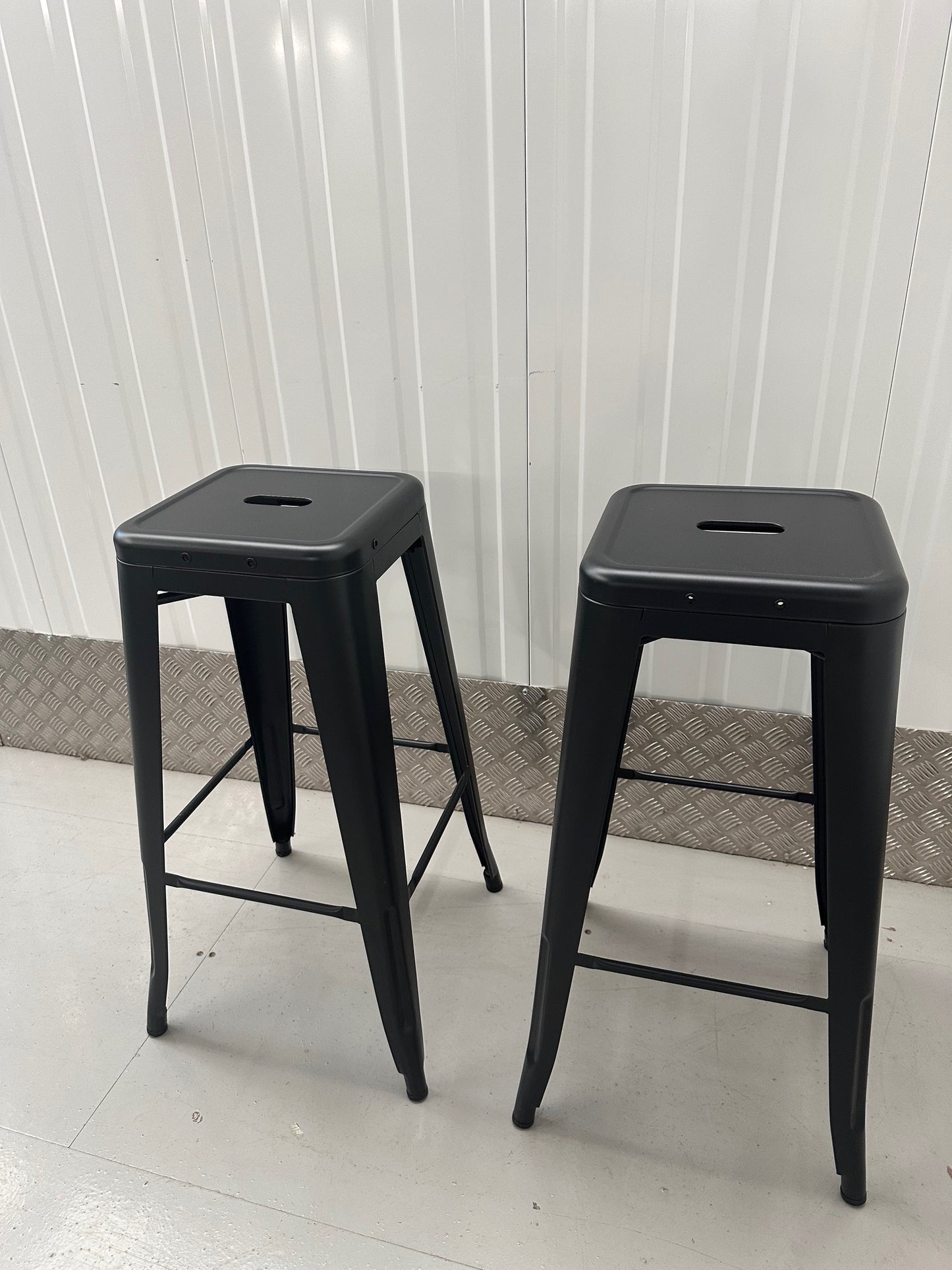 Tolix Style Stacking 76cm Stool - Matte Black frame finish