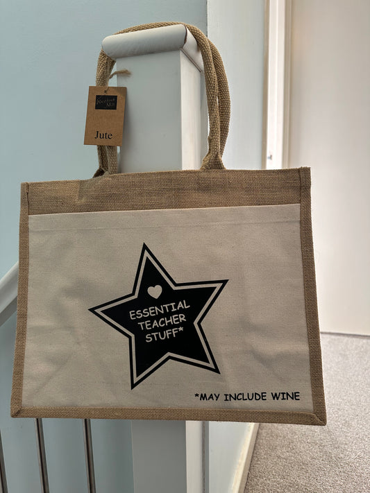 Essential Teacher Jute Bag - May Include Wine