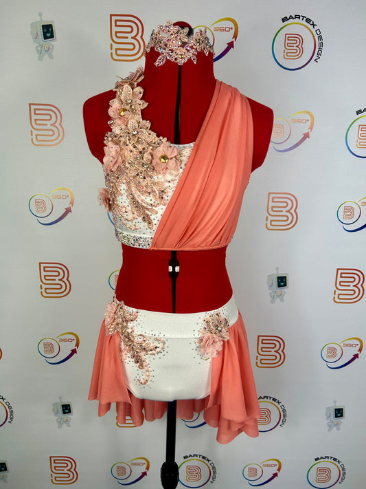 White and Peach Lyrical Costume