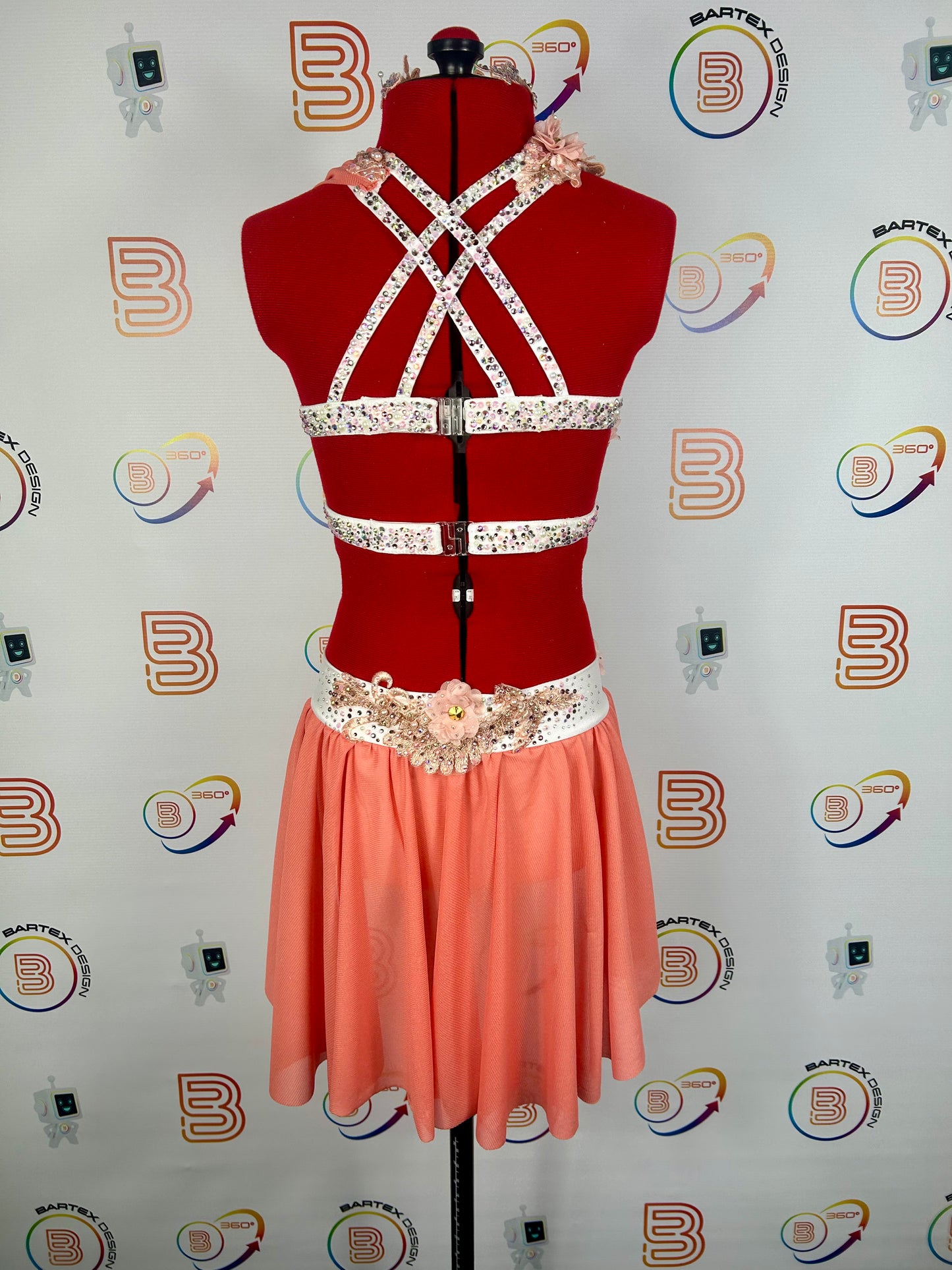 White and Peach Lyrical Costume