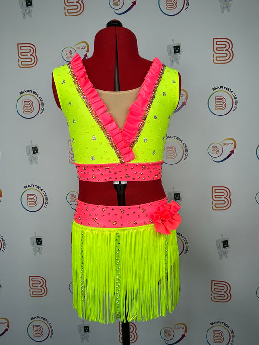 Bright Yellow and Pink Dance Costume