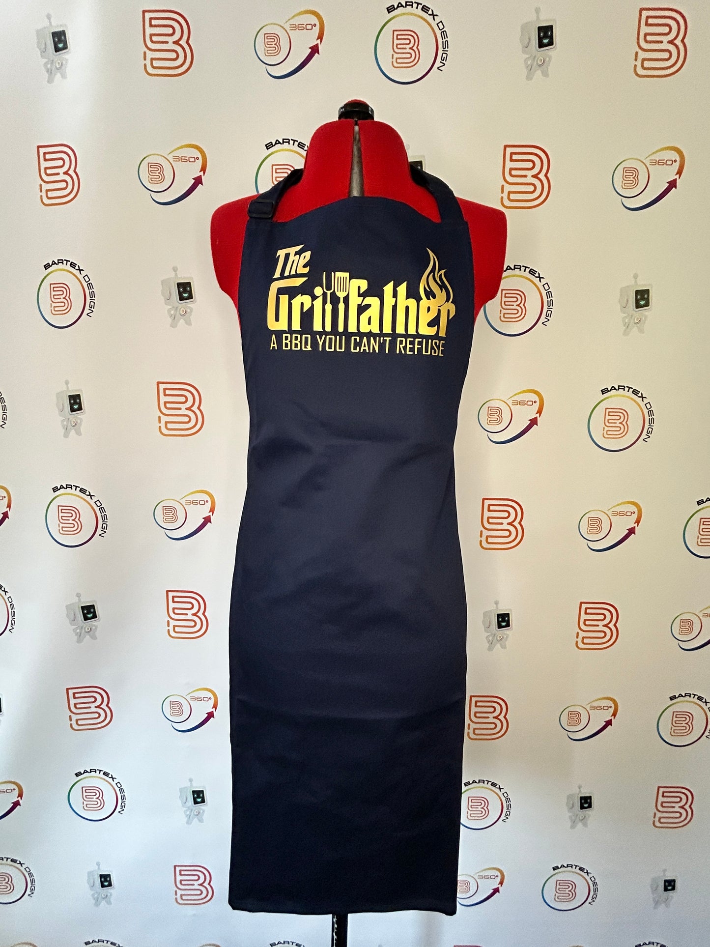 Navy Blue Apron no Pocket - The Grillfather