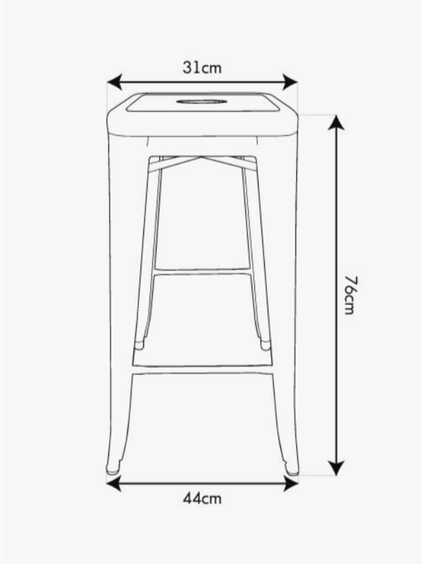 Tolix Style Stacking 76cm Stool - Matte Black frame finish