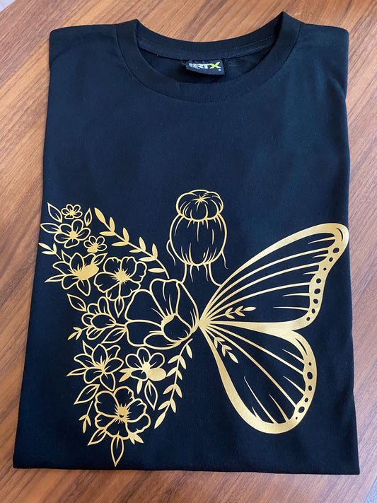 Black and Gold Butterfly T-Shirt